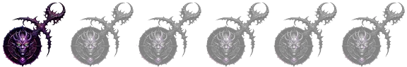 One purple She Who Thirsts icon, a Slaanesh symbol, with 5 more grayed and faded out representing a score of 1 out of 6.