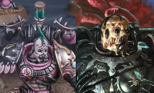 Two deformed heads side by side showing a miniature version of a prior Emperor's Children artwork by Adrian Smith.